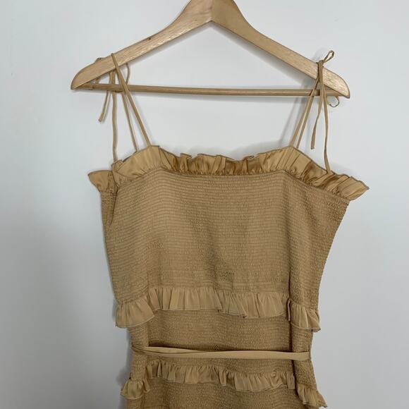 V. Chapman Lily Midi Bodycon Dress Warm Sand Womens Size 10 - Picture 6 of 16